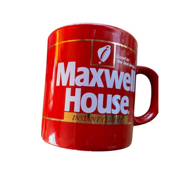 Coffee Cup Vintage Red Maxwell House  Instant Coffee- Collectors 1980s Red/Gold - Picture 3 of 8